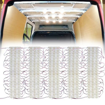 Ampper 12V 300 LEDs Interior Van Lights, LED Ceiling Lights for Van RV Boats Caravans Trailers and More (100 Modules, White) - size: 300 LEDs