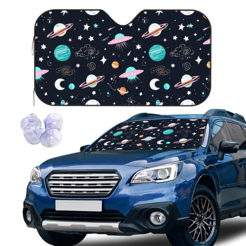 Space Galaxy Windshield Sun Shade Car Front Window Shades for Car Accessories Sun Heat UV Rays Visor for Universal Cars SUV Truck 51 x 27.5 Inch - color: Space Galaxy