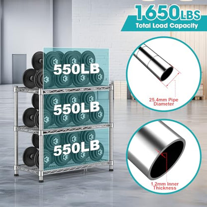 3-Shelf Metal Wire Shelving Unit Adjustable Metal Shelf Heavy-Duty Steel Storage Rack Display shelves Organizer for Office Kitchen Bathroom Laundry Pantry Basement Garage 13.97"D x 29.8"W x29.1"H - size: 3-Tier-Silver[13.97"D x 29.8"W x29.1"H]