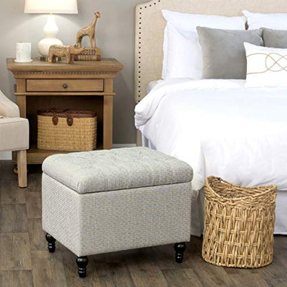HomePop 24" Button Tufted Storage Ottoman - Pewter Gray - color: Pewter Gray