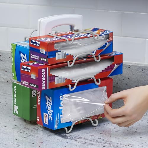 YouCopia WrapStand, Adjustable Kitchen Wrap, Foil and Bag Box Organizer for Kitchen Cabinet and Pantry Storage, White