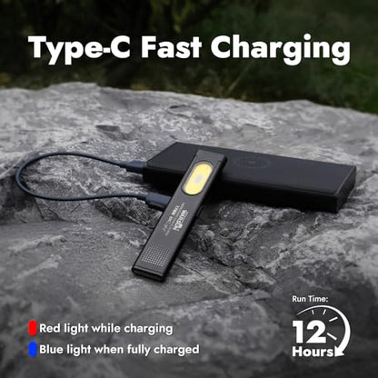 WARSUN T7 Rechargeable EDC Flashlight, Slim Pocket Flashlight with Clip & Magnetic Base, Portable LED Light for Everyday Carry, Night Walking, Car Repair & Emergency - color: Green-1Pcs