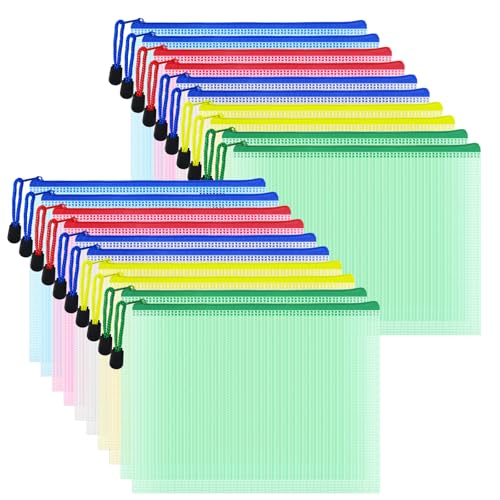 20pcs Mesh Zipper Pouch Bags, Multipurpose Waterproof Organization Storage Bag for Office School Home Travel (A5 Size 9.2''x6.7'', Multicolored) - color: Multicolored, size: A5 Size 9.2 x 6.7 inch