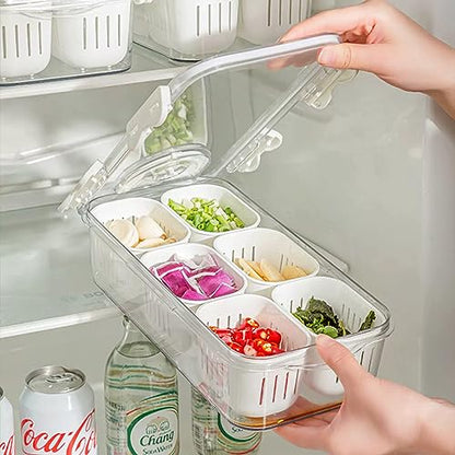 Divided Food Serving Tray with Lids Stackable Snackle Box for Candy Nuts Spice Fruit&Veggie Container with 6 Small Dividers Plastic Storage Bins for Fridge Pantry Freezer - size: 1Pack with 6 dividers