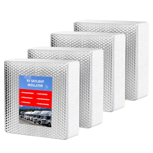 4 Pack RV Skylight Insulator14 x14 x3, RV Vent Insulator, RV Skylight Cover with Reflective Surface, Waterproof RV Insulation for Inside Camper, RV Skylight Pillow - size: 14in x 14in x 3in 4PCS