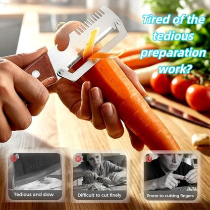 NEW Premium Vegetable Peeler with Wooden Handle and Bottle Opener: 2-in-1 Stainless Steel Kitchen Tool for Fruit Apple Potato Pumpkin Papaya (1Pack) - color: 1Pack