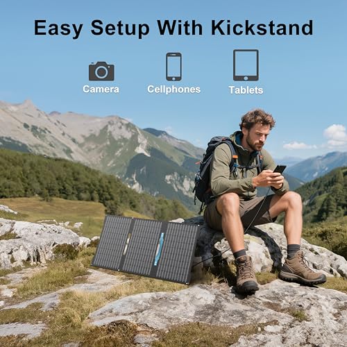 45W Portable Solar Panels Chargers with USB-C, USB-A and DC Outputs Foldable IP67 Waterproof Solar Panel for Camping,Power Emergency for Small Power Station,Phones, Power Banks - style: EP-45W
