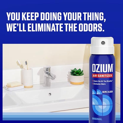 Ozium 3.5 Oz. Air Sanitizer & Odor Eliminator for Homes, Cars, Offices and More, Original Scent,(Pack of 2), clear - size: 3.5 Ounce (Pack of 2)