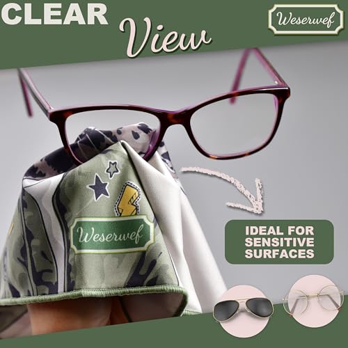 WESERWEF Design Microfiber Glasses Cleaning Cloth – Premium Cleaning Cloth for Eyeglasses, Screens, Tablets, Cameras & Lenses, 12" x 12", Ultra-Soft & Scratch-Free (Wild one) - color: Wild One
