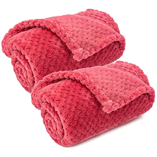 Cranberry Pet Blanket - Warm, Soft, Fuzzy Throws for Dogs & Cats, Plush Fleece for Bed, Couch, Sofa, Travel (S/24" x 32") - color: Cranberry, size: S/24" x 32"