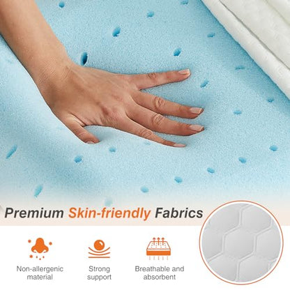 DUMOS Memory Foam Pillows for Sleeping 2 Pack, Bed Pillows for Adults with Washable Cover and Breathable Mesh, Gel Cooling Pillow for Back and Side Sleeper Support, White - size: Standard Size 2 Pack
