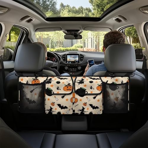 Hanging Trunk Organizer Cartoon Halloween Car Back Seat Storage with 4 Large Pockets Foldable Automotive Interior Accessories for Sedans MPV SUV Jeep Trucks Van - color: Cartoon Halloween
