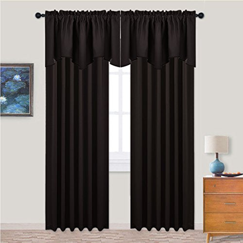 NICETOWN 2 Panels Kitchen Window Valances Farmhouse Style Window Treatment Thermal Insulated Room Darkening Curtain Valances Rod Pocket for Bedroom/Living Room, 42 x 18 inch Long, Coffe Brown - color: Toffee Brown, size: 42"W x 18"L (Pack of 2)