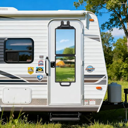 Foldable Full Length Travel Mirror with Handle, 28.3" x 9.3”Portable Shatterproof Hanging Camping Makeup Mirror for RV Tents and Small Spaces