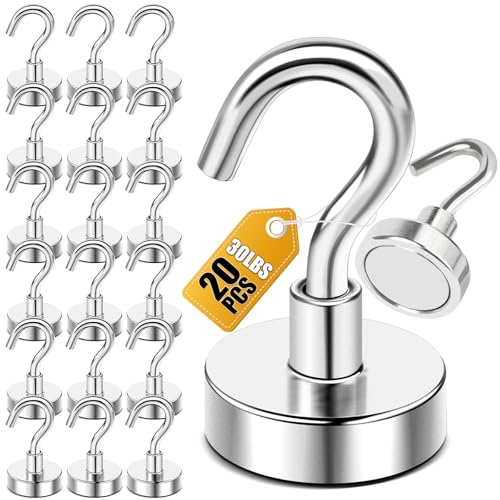 DIYMAG Magnetic Hooks, 30lbs+ Magnet Hook 2026 Cruise Cabin Ship Essentials Heavy Duty Strong Magnets Refrigerator Fridge Hanging for Classroom Beach Vacation Kitchen Grills Home 20 Pack (Silver) - color: Silver, size: 0.63in