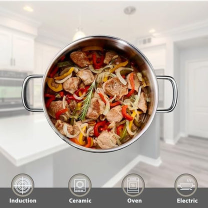 Stainless Steel pots and pans set, 6 Piece Nonstick Induction Kitchen Cookware Set, Works with Induction/Electric and Gas Cooktops, Nonstick, Oven Safe, Camping Cookware - size: 6