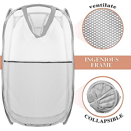 Collapsible Pop Up Laundry Hamper, Extra Large Mesh Foldable Laundry Basket, 28" x 16" x 16" (Grey) - color: 1P Grey