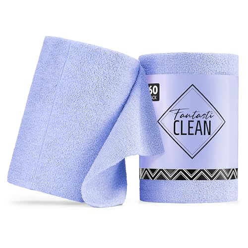 Fantasticlean Microfiber Cleaning Cloth Roll -60 Pack, Tear Away Paperless Towels, 8" x 8", Reusable Washable Rags, for House Kitchen, Pet, Office, Indoor Outdoor, Compact and Portable (Light-Purple) - color: Light-purple