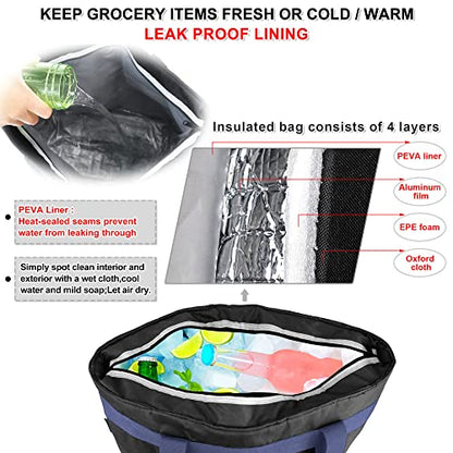 BeeGreen Insulated Cooler Bag Leakproof Freezer Shopping Tote for Groceries Heavy Duty Thermal Food Delivery Bag - color: Dark Black, style: Sling Cooler