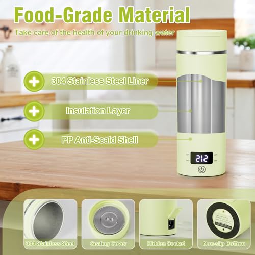 Travel Electric Kettle Portable Mini Kettle,Small Hot Water Boiler with 4 Temperature Settings,304 Stainless Steel,Fast Boiling Water with Auto Shut-Off and Boil Dry Protection,400ml (Green, 400ML) - color: Green
