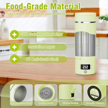 Travel Electric Kettle Portable Mini Kettle,Small Hot Water Boiler with 4 Temperature Settings,304 Stainless Steel,Fast Boiling Water with Auto Shut-Off and Boil Dry Protection,400ml (Green, 400ML) - color: Green