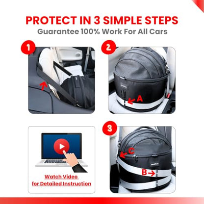 Crash-Tested 3-in-1 Portable Small Dog Car Seat, Cat Bed & Pet Carrier – CPS Certified for Crash Protection & Safe Travel (Black) - color: Black