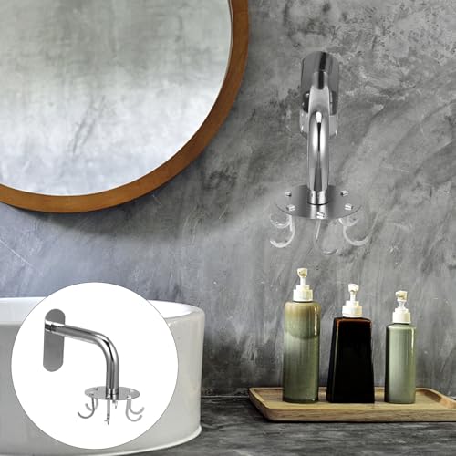 ABOOFAN Stainless Steel Multi-Function Rotating Hooks Set, No Punch Wall-Mounted Household Hangers for Bathroom and Kitchen Storage, Traceless Heavy Duty Organizer with 6 Hooks