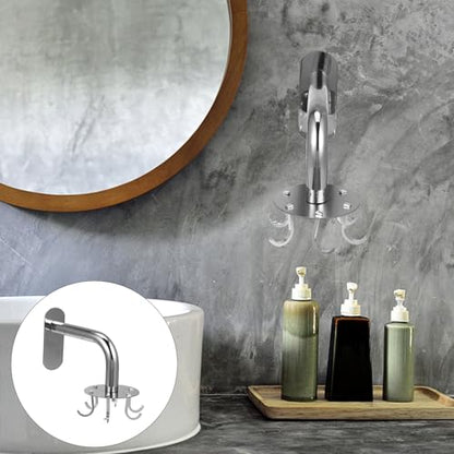 ABOOFAN Stainless Steel Multi-Function Rotating Hooks Set, No Punch Wall-Mounted Household Hangers for Bathroom and Kitchen Storage, Traceless Heavy Duty Organizer with 6 Hooks