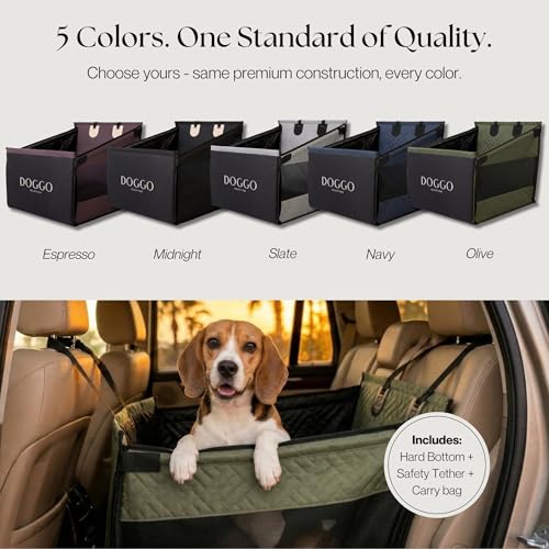 Dog Car Seat Cover with Hard Bottom – Back Seat Extender for Dogs Up to 35 lbs, Waterproof Non-Slip Hammock, Rigid Reinforced Base with Triple Security System, Storage Pockets, fits Cars SUVs Trucks - color: Green