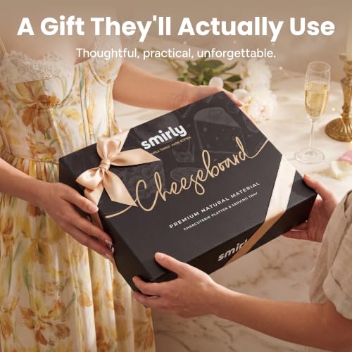 SMIRLY Charcuterie Large Bamboo Cheese Board Set for Serving - House Warming Gifts for New Home, Wedding, Bridal Shower & Birthday, for Women