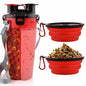 Dog Travel Water Bottle Collapsible Bowls, 2 in 1 Pet Food Container with Collapse Bowls, Outdoor Portable Water Bowls for Walking, Traveling, Camping and Hiking (Red) - color: Red