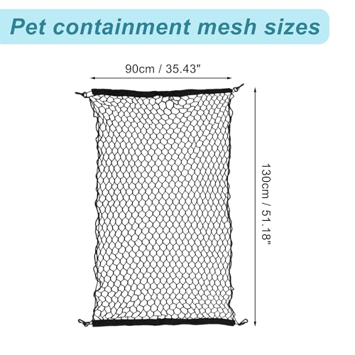Dog Car Net Barrier, with Hook, Pet Barrier Car Net, for SUV Pickup Small Car, Mesh Dog Car Net Barrier, Black, 51.18"x35.43" - size: 51.18"x35.43"