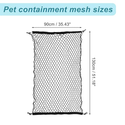 Dog Car Net Barrier, with Hook, Pet Barrier Car Net, for SUV Pickup Small Car, Mesh Dog Car Net Barrier, Black, 51.18"x35.43" - size: 51.18"x35.43"