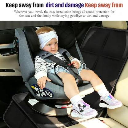 Bacgnyer Car Seat Protector, 2 Pack Carseat Seat Protectors with Thick Padding and Non-Slip Backing, Waterproof 600D Fabric Car Seat Cover for Baby Child Car Seats with 2 Mesh Pockets - color: Basic Black 2PCS
