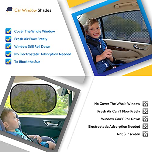 Car Window Shades, 2 Pack Breathable Mesh Side Sun Stretch Screens for Baby/Camping Heat Block UV Protection, Back Covers Car, Truck, SUV, Van-(Large 49"x22") - size: Large