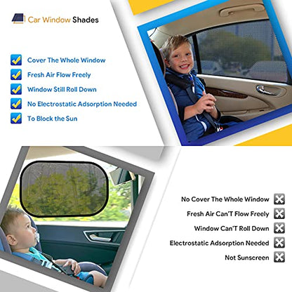 Car Window Shades, 2 Pack Breathable Mesh Side Sun Stretch Screens for Baby/Camping Heat Block UV Protection, Back Covers Car, Truck, SUV, Van-(Large 49"x22") - size: Large