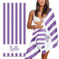 MeMoShe Personalized Beach Towel for Kids Custom Microfiber Beach Towels with Name Sand Free Pool Towel Quick Dry Blanket Stripes Print Beach Towels for Adults 30x60 Inch-Light Purple - color: Light Purple