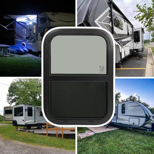 NOVINO RV Windows for Cargo Trailer, 15" W x 22" H RV Camper Cargo Trailer Windows Replacement, Vertical Sliding,Fit 15/16" or 1-3/8" Thick Wall,Allow Error 1/16”,DOT Approved - size: 15"W x 22"H