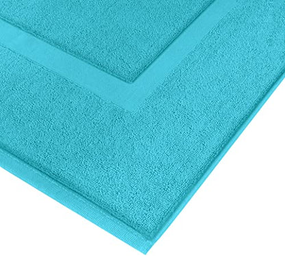 Utopia Towels Cotton Banded Rug, Bath Mats, Not a Bathroom Rug, 21 by 34 Inches, 100% Ring Spun Cotton, Highly Absorbent Shower Bathroom Floor Mat, Turquoise, 2 Pack - color: Turquoise