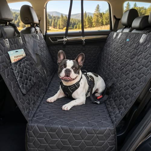 Meginc Dog Car Seat Cover for Back Seat, 60" Waterproof Dog Car Hammock with Mesh Window and Side Flaps, 600D Oxford Fabric Pet Seat Protector for Cars, SUVs & Mid-Size Trucks, Black - color: Hammock-Black, size: Large-56.5"