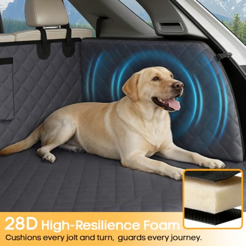 PETICON SUV Cargo Liner for Dogs, Waterproof Trunk Cover with Cushioned Sides to Protect Pet, Full Coverage Non-Slip Seat Cover for SUVs with Bumper Flap Protector - color: gray