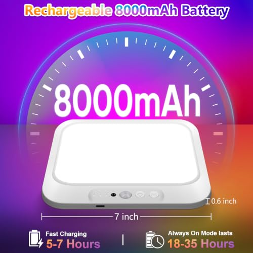 Bairth RGB Rechargeable Motion Sensor Closet Light - 2 Pack - color: RGBW, size: 2 Packs-8000mAh