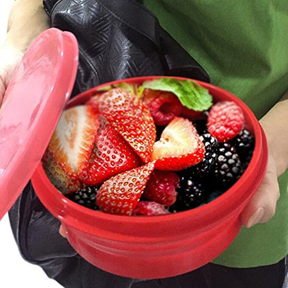 ME.FAN Silicone Collapsible Bowls - Silicone Folding Travel Bowl with Lids - Expandable Food Storage Containers Set - Portable, [27oz] - color: 2 Pack-Gray