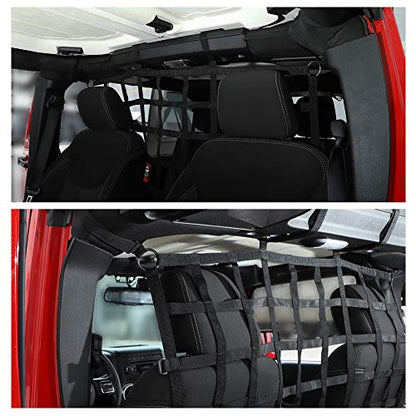 JeCar for Jeep Wrangler Cargo Net Back Seat Divider Net Rear Trunk Dog Barrier for 2007-2024 Jeep Wrangler JK JL Gladiator JT 2DR 4DR (Black) - color: Black