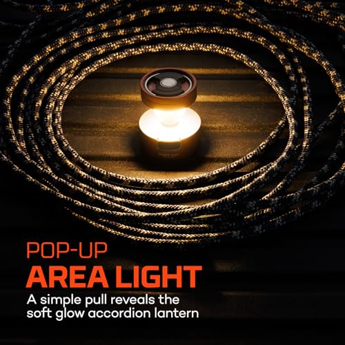 NEBO Poppy Puck Pocket Lantern | Compact 2-in-1 Mini Lantern, 300 Lumen, Rechargeable, 3 Light Modes, Magnetic Base & Hanging Hooks - Light Gray - color: Light Gray