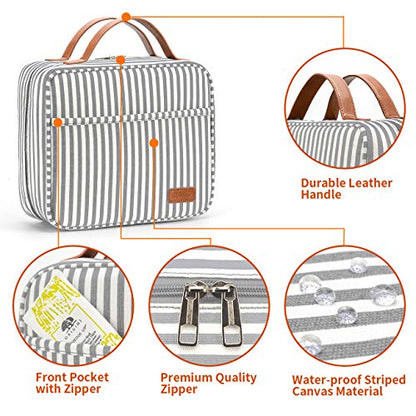 Bosidu Hanging Travel Toiletry Bag,Large Capacity Cosmetic Travel Toiletry Organizer for Women with 4 Compartments & 1 Sturdy Hook,Perfect for Travel/Daily Use/Christmas - color: M-grey