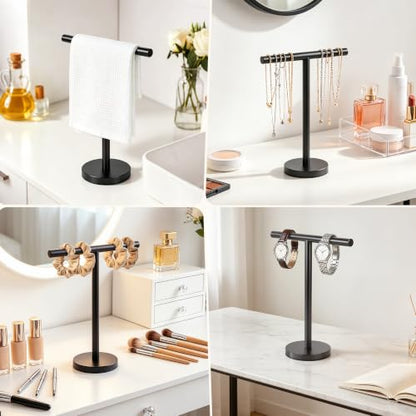 T-Shape Bath Hand Towel Holder Stand, Stainless Steel Free Standing Hand Towel Rack, for Bathroom Kitchen & Countertop, Matte Black - color: Black-1 Pack