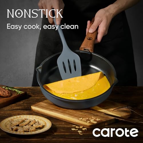 CAROTE 30-Piece Titanium Cookware Set, Nonstick Pots and Pans Set with Detachable Handle, RV Kitchen Cooking Set, Camping Use, Induction Compatible, Dishwasher & Oven Safe - color: Blue