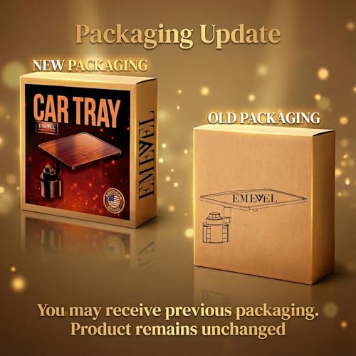 360° Rotating Wood Car Tray – Drive Thru Tray & Cup Holder Car Desk, Car Table Tray for Eating, Work & Travel – Adjustable Laptop Stand for Car – Portable Car Table for Vehicles & RV