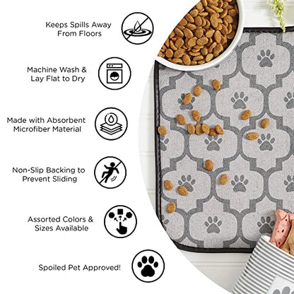 Bone Dry Machine Washable, Ultra Absorbent Pet Mat, 12x18, Stonewash Blue Trellis Print - color: Stonewash Blue Trellis Print, size: 12"L x 18"W